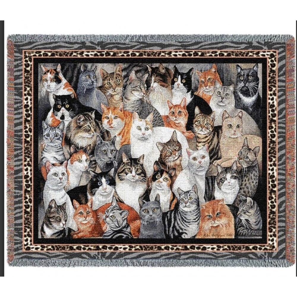 Purrfect Cats Blanket by Elena Vladykina 72" x 54" Tapestry Throw NEW
